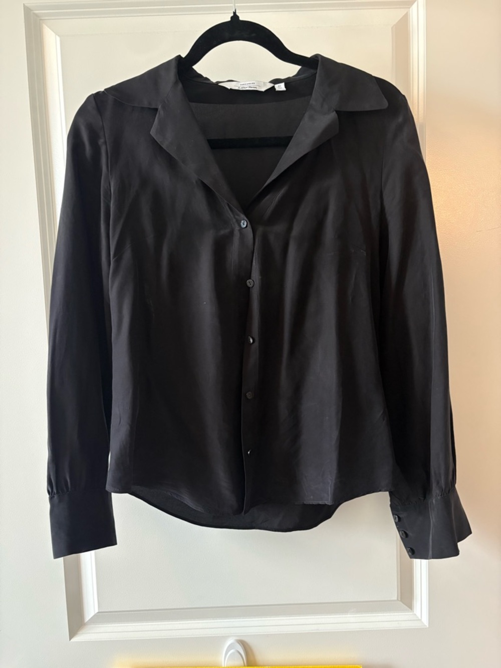 & Other Stories Paris Atelier Black Silk Blend Button Front Blouse Size 2